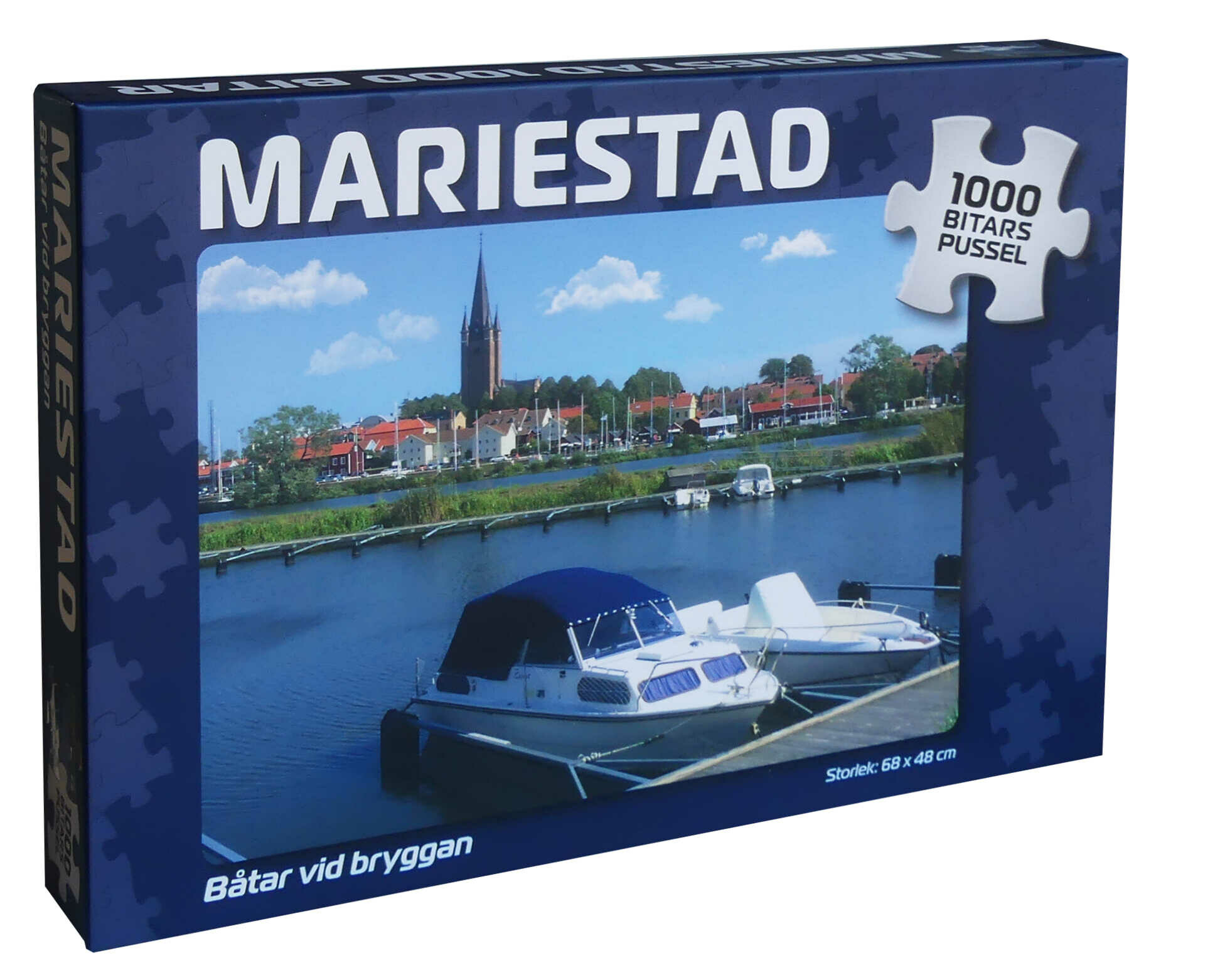 Pussel motiv Mariestad Båtar vid bryggan 1000 bitar Svenska pussel Produkt 4061