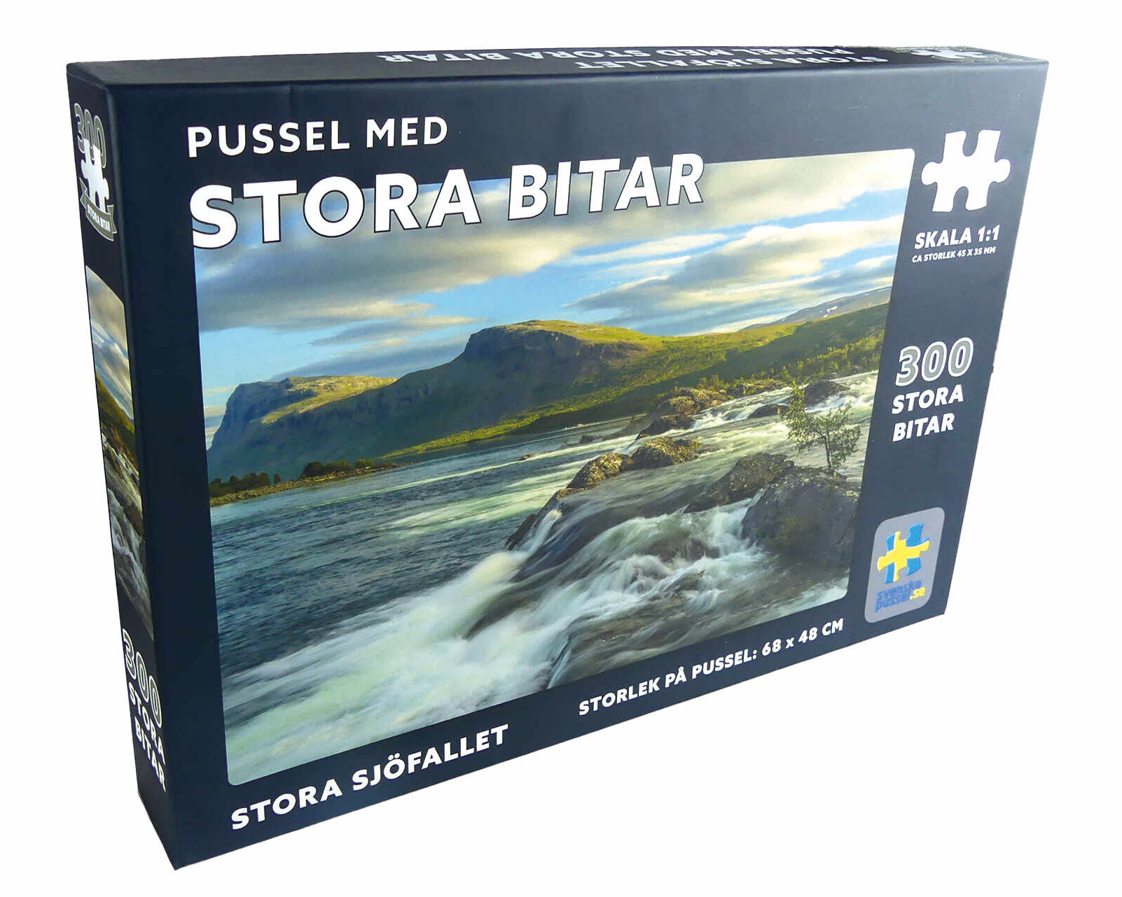 Pussel motiv Stora fjöfallet 300 extra stora bitar Svenska pussel